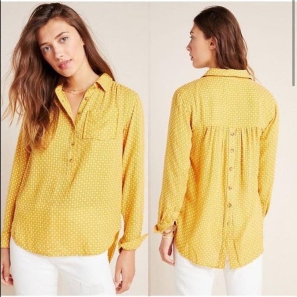 Anthropologie Mustard Button-Down Shirt